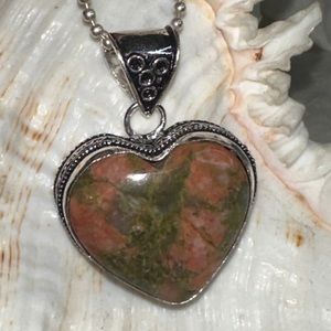 Unakite Heart handcrafted naturally sourced gemstone pendant